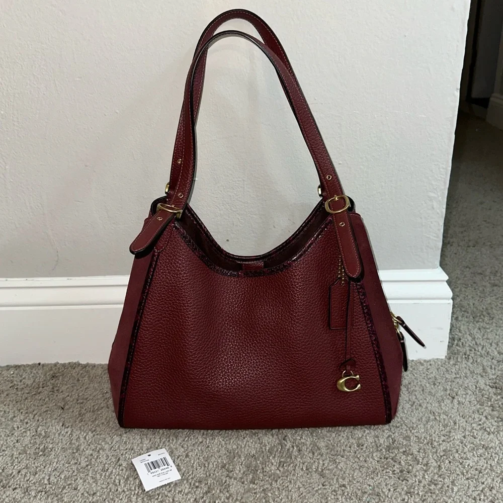 Coach 1941 Lori Leather Shoulder Bag with Snakeskin Detail